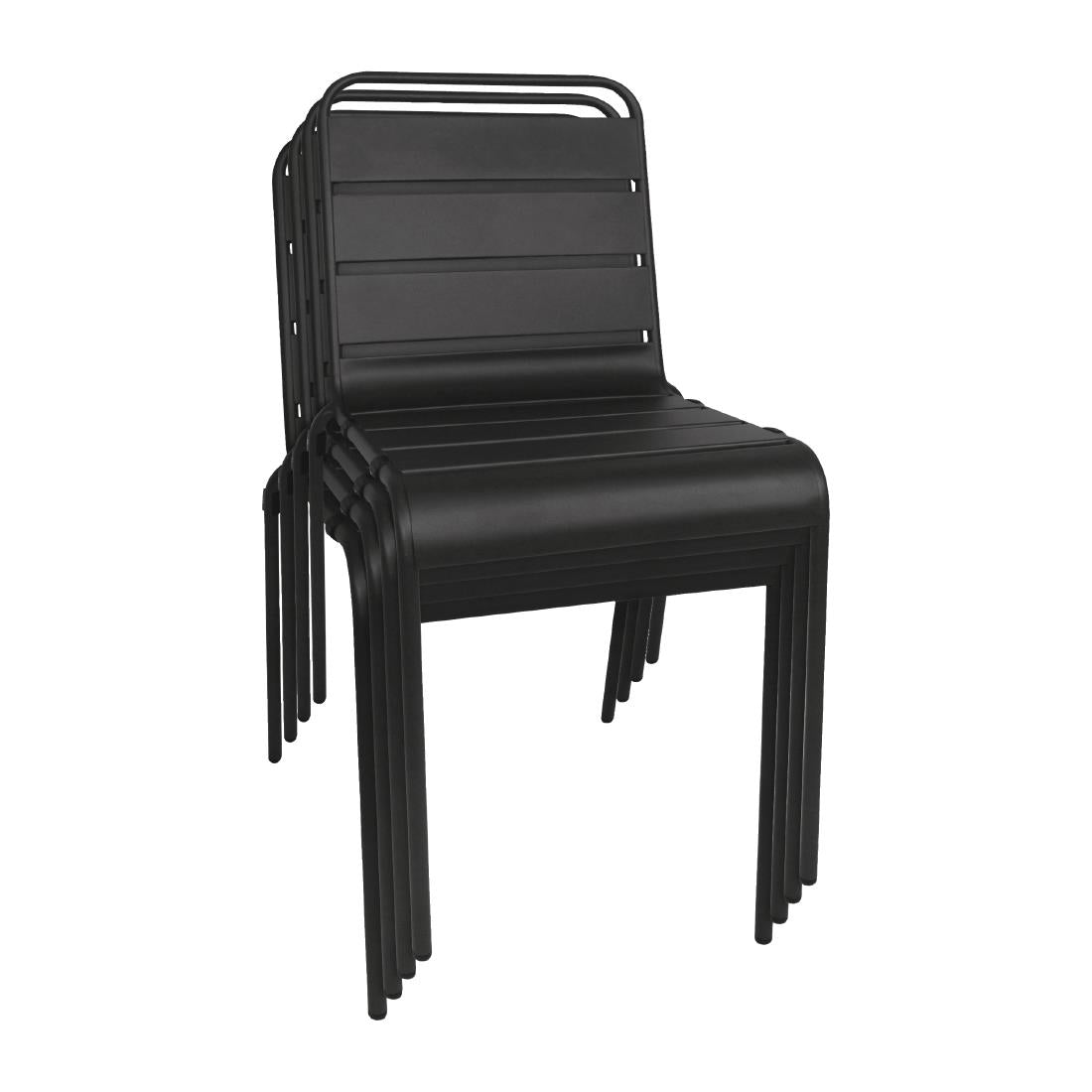 Bolero Black Slatted Steel Side Chairs (Pack of 4) CS728