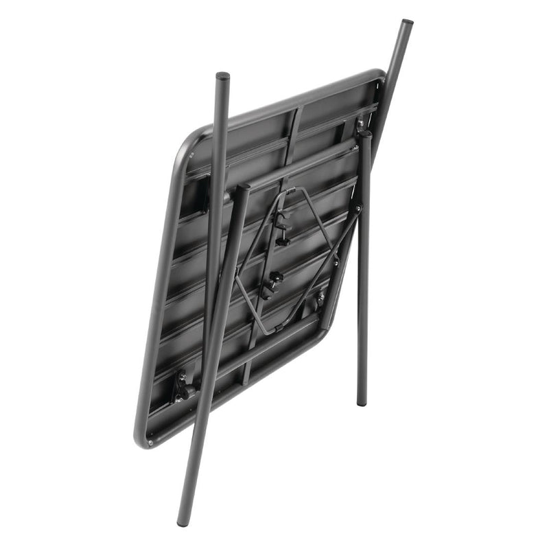 Bolero Square Slatted Steel Table Grey 700mm CS730