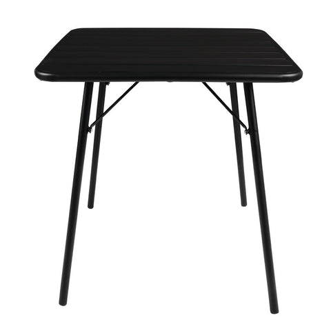 Bolero Square Slatted Steel Table Black 700mm CS731