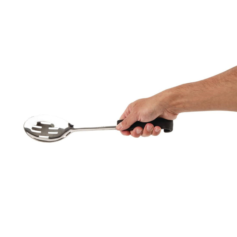 Vogue Slotted Serving Spoon Black Handle 340mm CS911