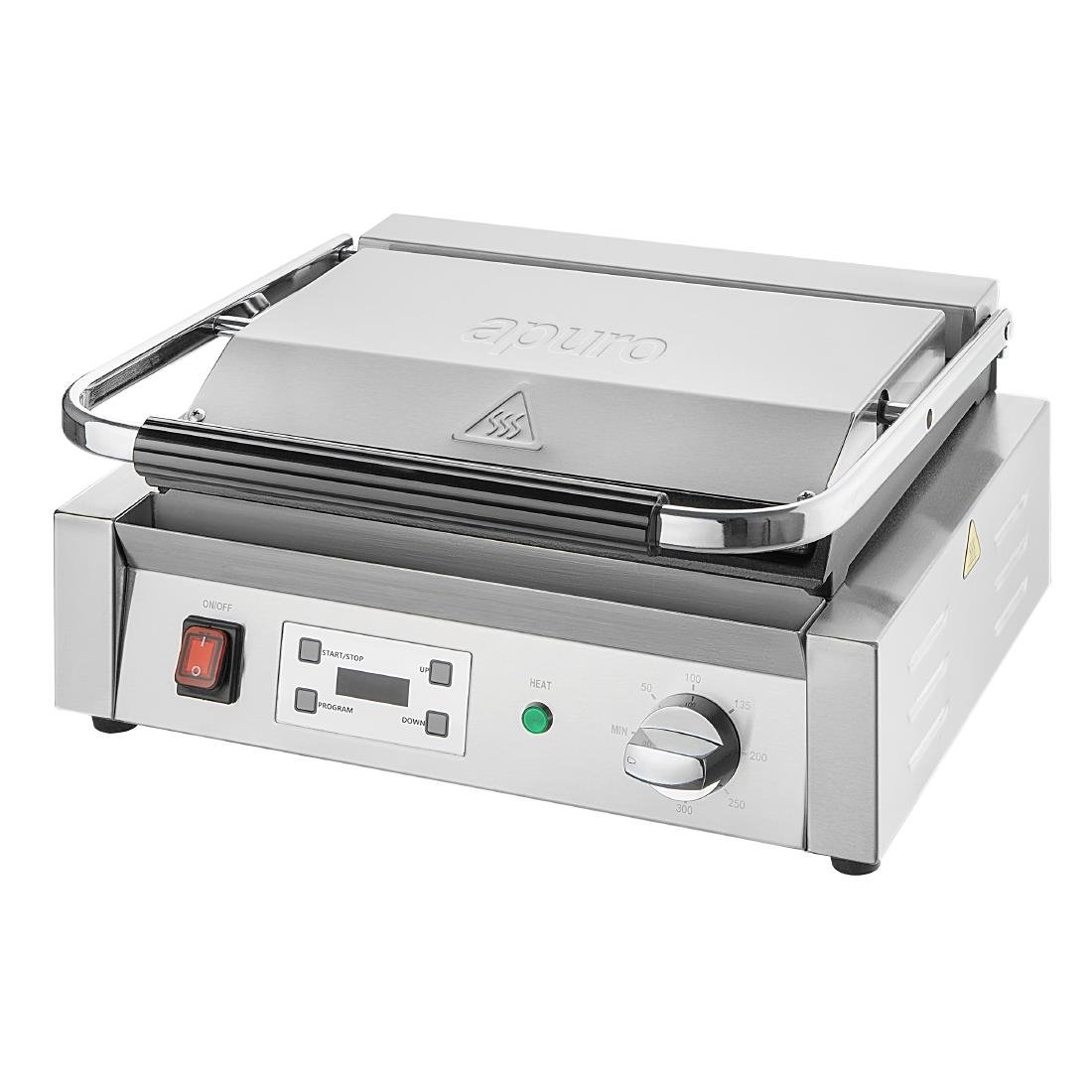 Apuro Large Contact Grill Flat Plates with Timer CU607-A