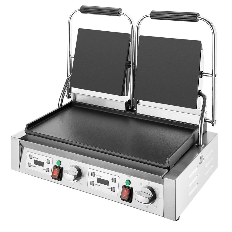 Apuro Double Contact Grill Flat Plates with Timer CU610-A