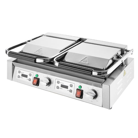 Apuro Double Contact Grill Flat Base Ribbed Top Plate CU612-A