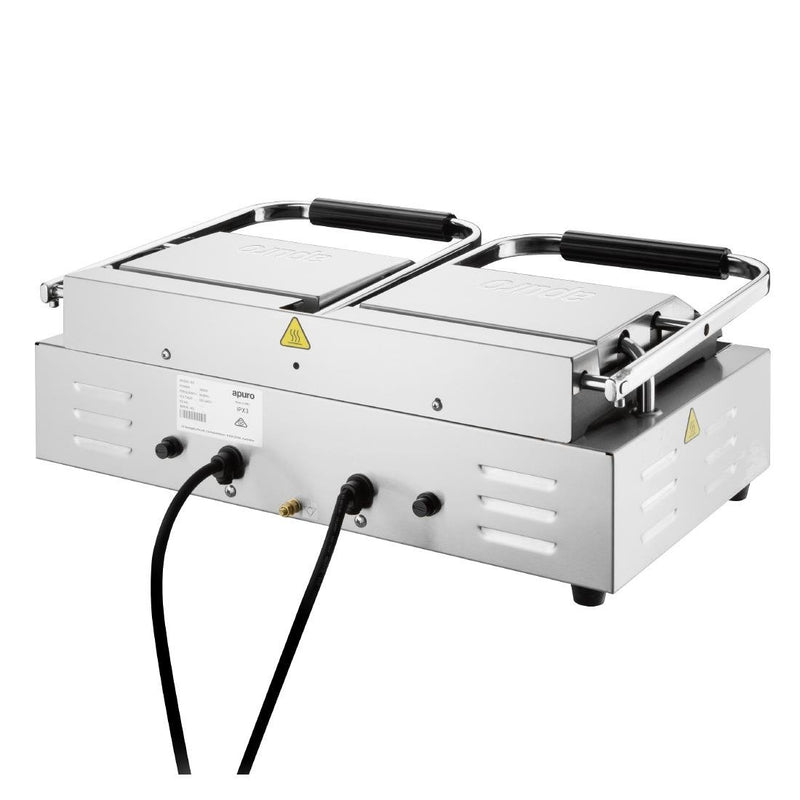 Apuro Double Half Ribbed Contact Grill CU613-A