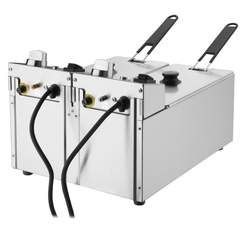 Apuro Twin Tank Twin Basket 2x3Ltr Countertop Fryer 2x2kW CU615-A