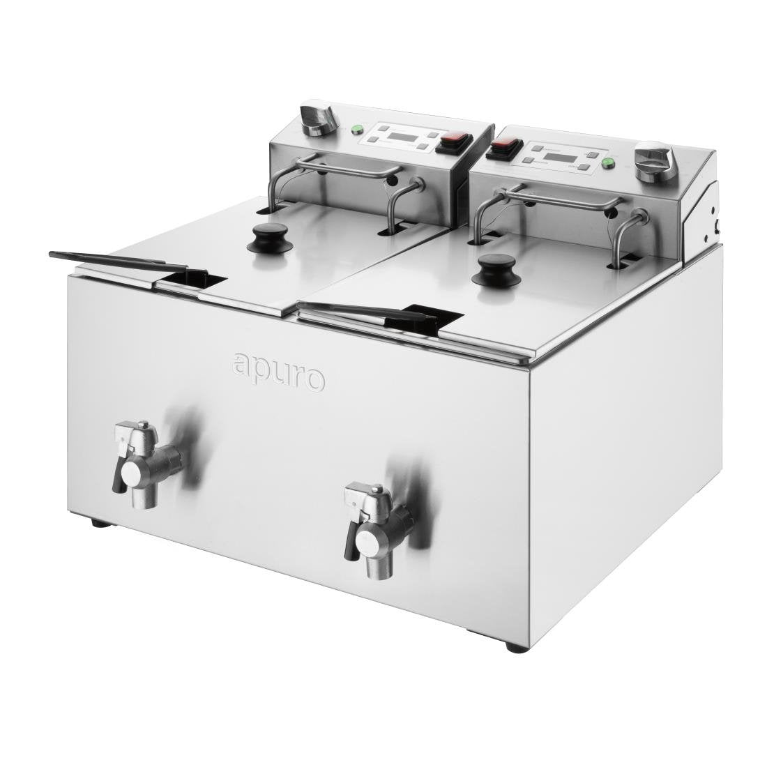 Apuro Twin Tank Electric Fryer with Timer 2x8Ltr CU621-A