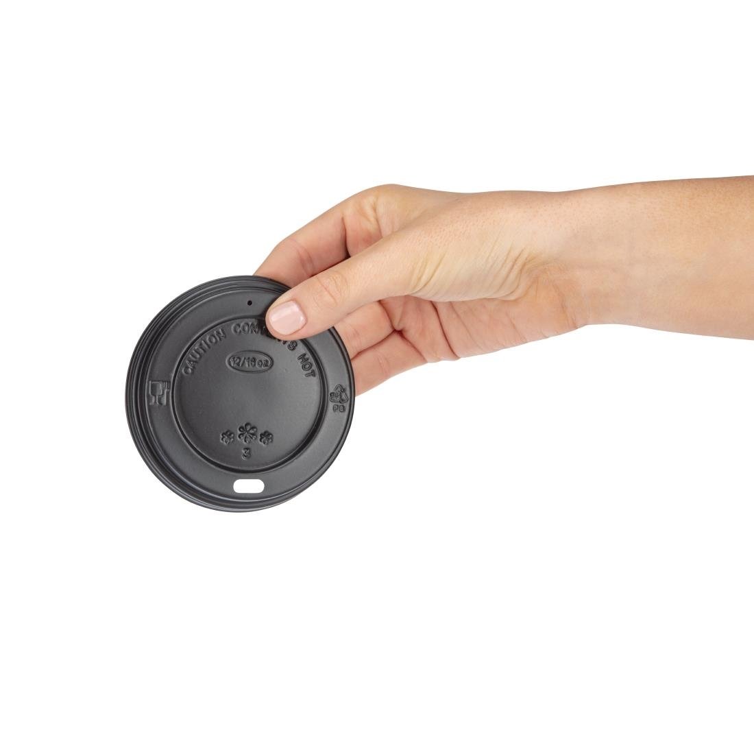 Fiesta Recyclable Coffee Cup Lids Black 340ml and 455ml (Pack of 50) CW717
