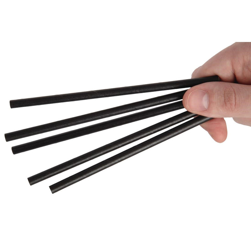 Fiesta Compostable Paper Cocktail Stirrer Straws Black (Pack of 250) CY080