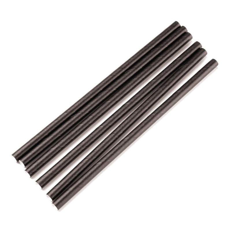 Fiesta Compostable Paper Cocktail Stirrer Straws Black (Pack of 250) CY080