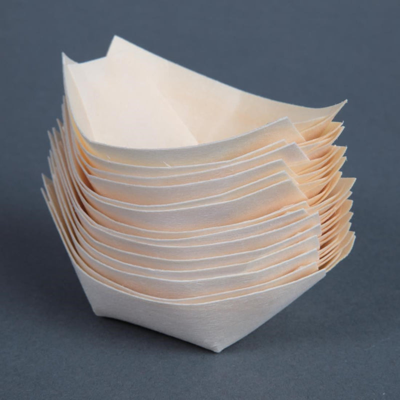 Fiesta Compostable Biodegradable Wooden Boats 80mm DK383