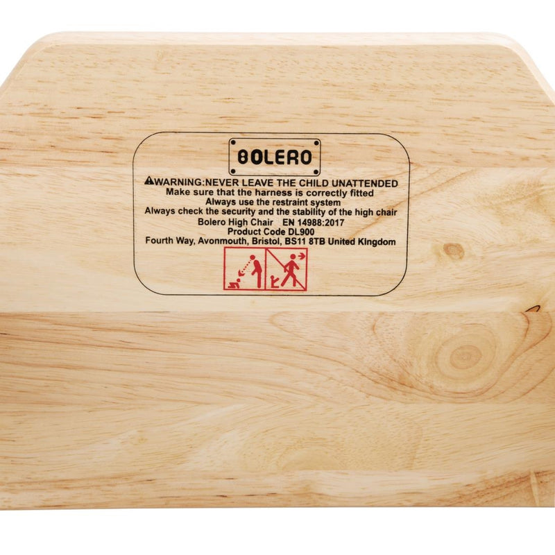 Bolero Wooden High Chair Natural Finish DL900