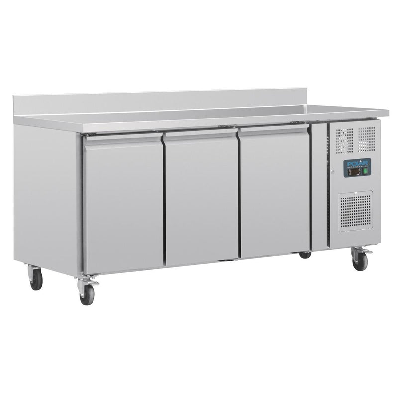 Polar U-Series Triple Door Counter Fridge with Upstand - 417Ltr UA065-A