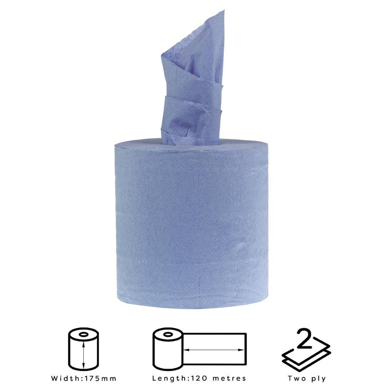Jantex Centrefeed Blue Roll Paper Towels (Pack of 6) DL921