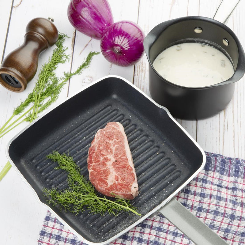 Vogue Square Non Stick Ribbed Skillet Pan 240mm DL942