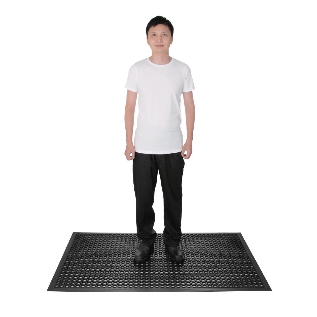 Jantex Rubber Anti Fatigue Anti Slip Floor Safety mat Black 1500 x 900mm DP206