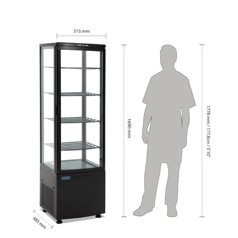 Polar C-Series Energy Efficient Curved Door Display Fridge Black - 235Ltr CX573-A