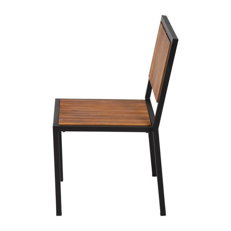 Bolero Steel & Acacia Side Chairs (Pack of 4) DS150