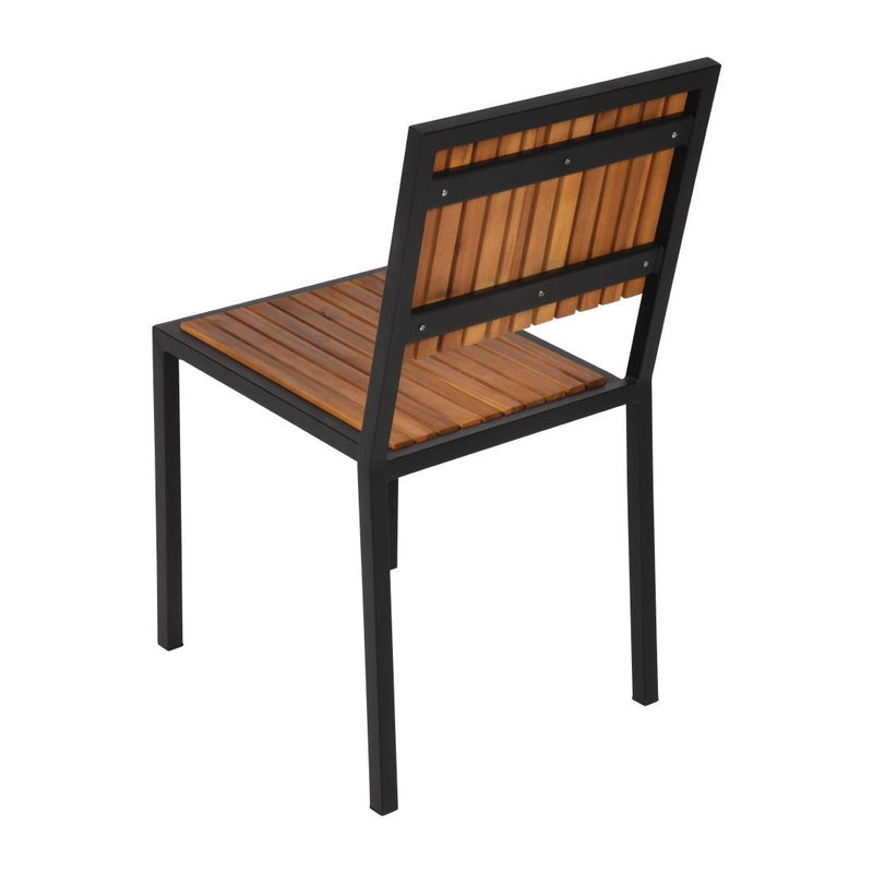 Bolero Steel & Acacia Side Chairs (Pack of 4) DS150
