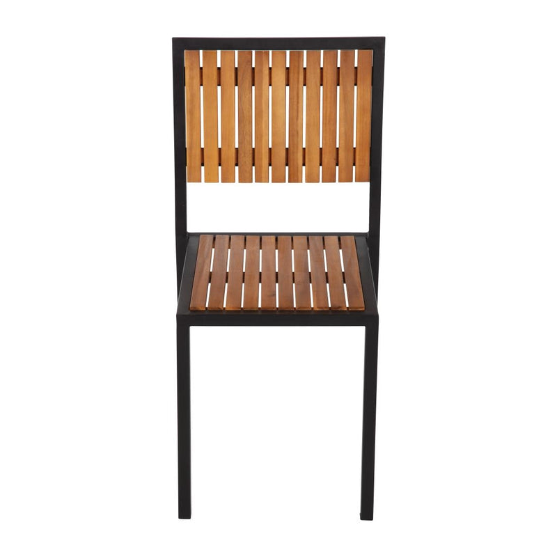 Bolero Steel & Acacia Side Chairs (Pack of 4) DS150
