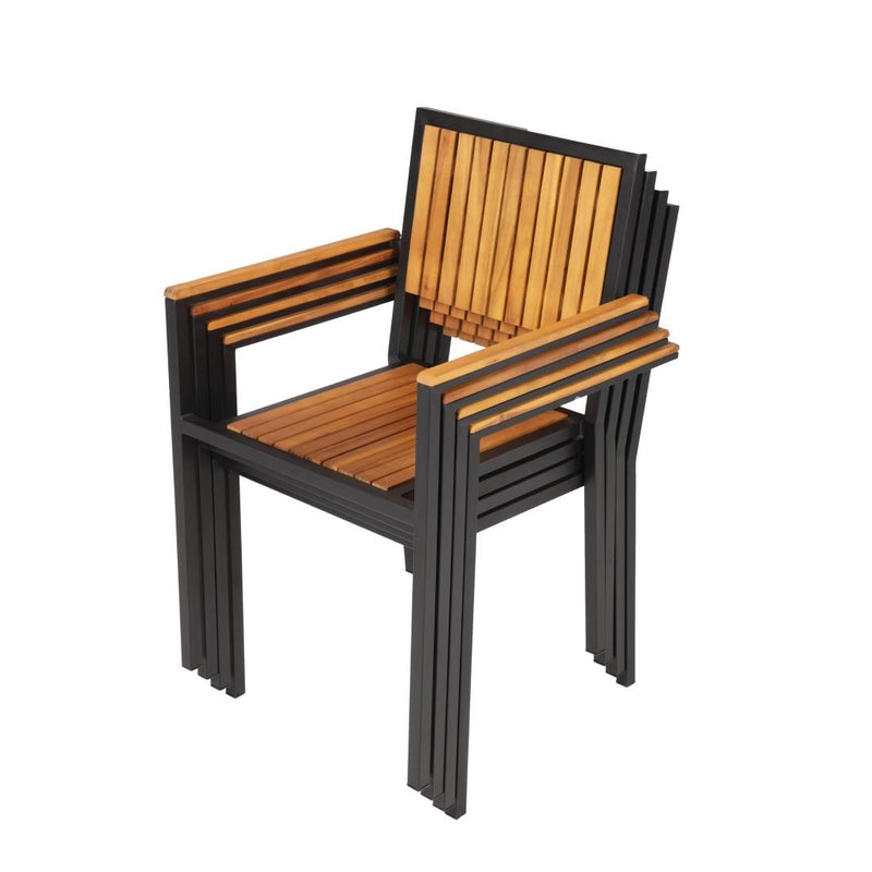 Bolero Steel & Acacia Armchair (Pack of 4) DS151
