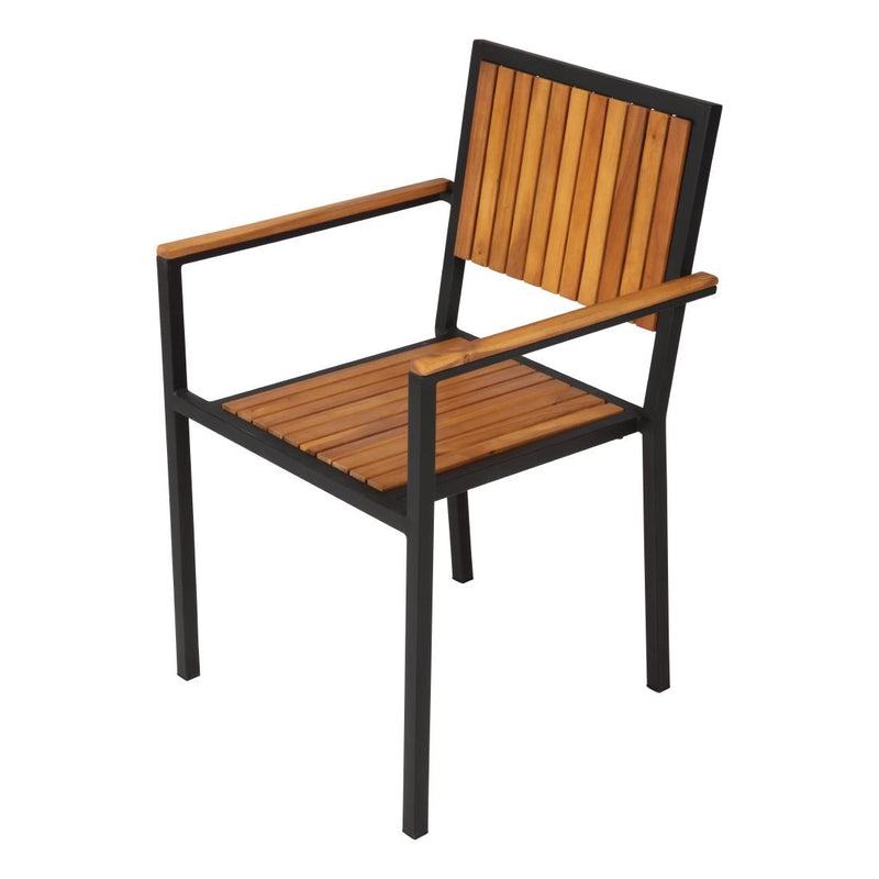 Bolero Steel & Acacia Armchair (Pack of 4) DS151