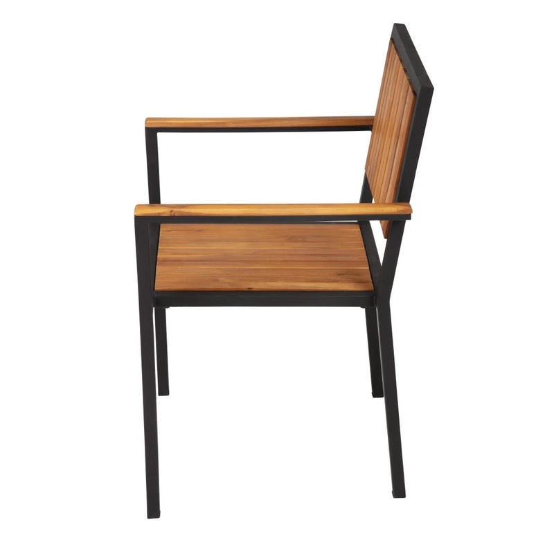 Bolero Steel & Acacia Armchair (Pack of 4) DS151