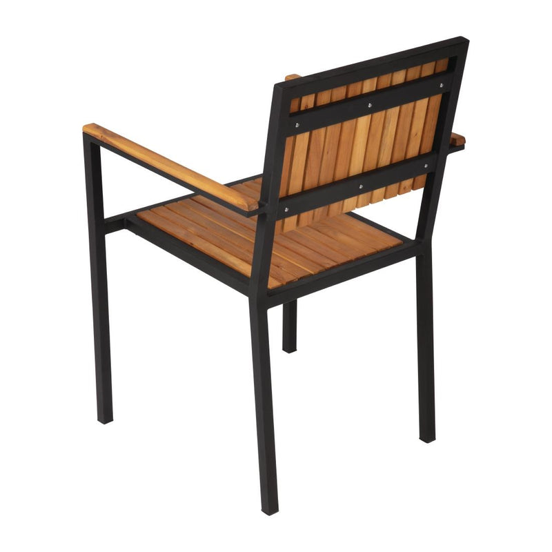 Bolero Steel & Acacia Armchair (Pack of 4) DS151