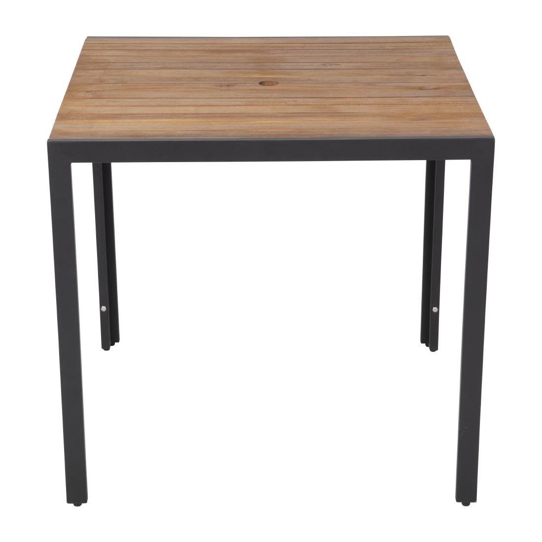 Bolero Square Steel and Acacia Table 800mm DS152