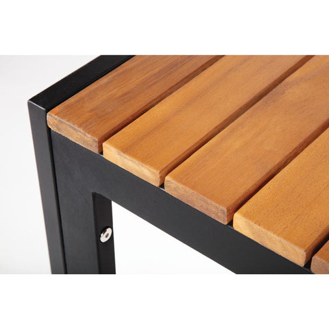 Bolero Square Steel and Acacia Table 800mm DS152
