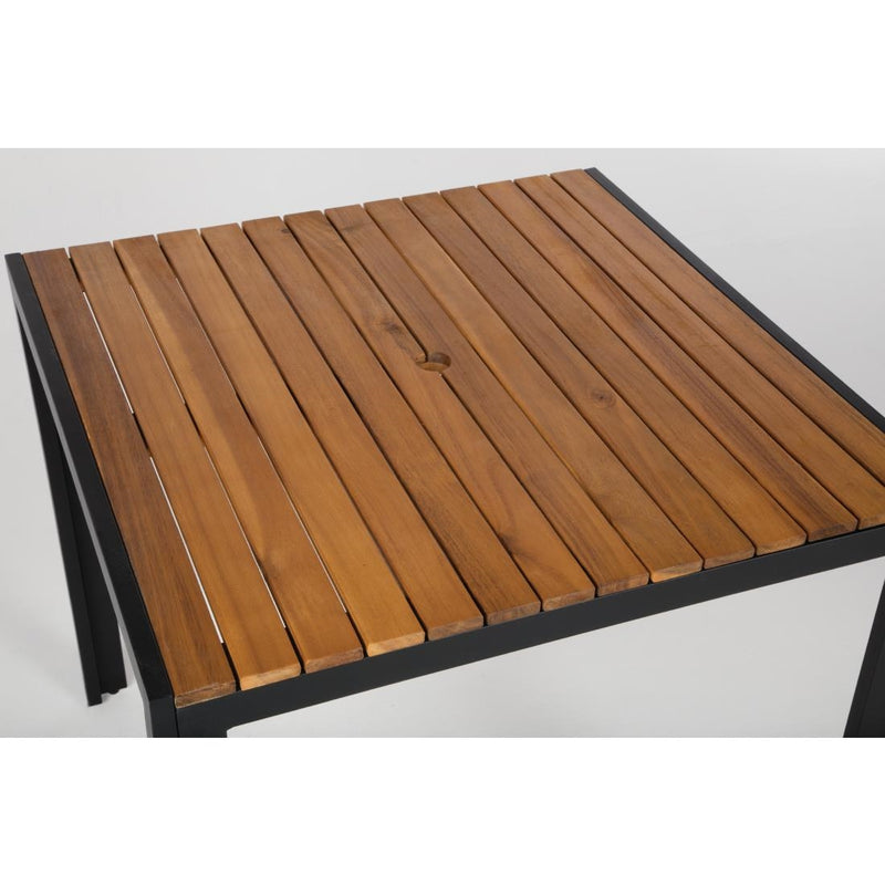 Bolero Square Steel and Acacia Table 800mm DS152