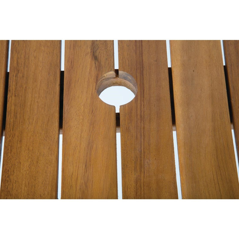 Bolero Square Steel and Acacia Table 800mm DS152