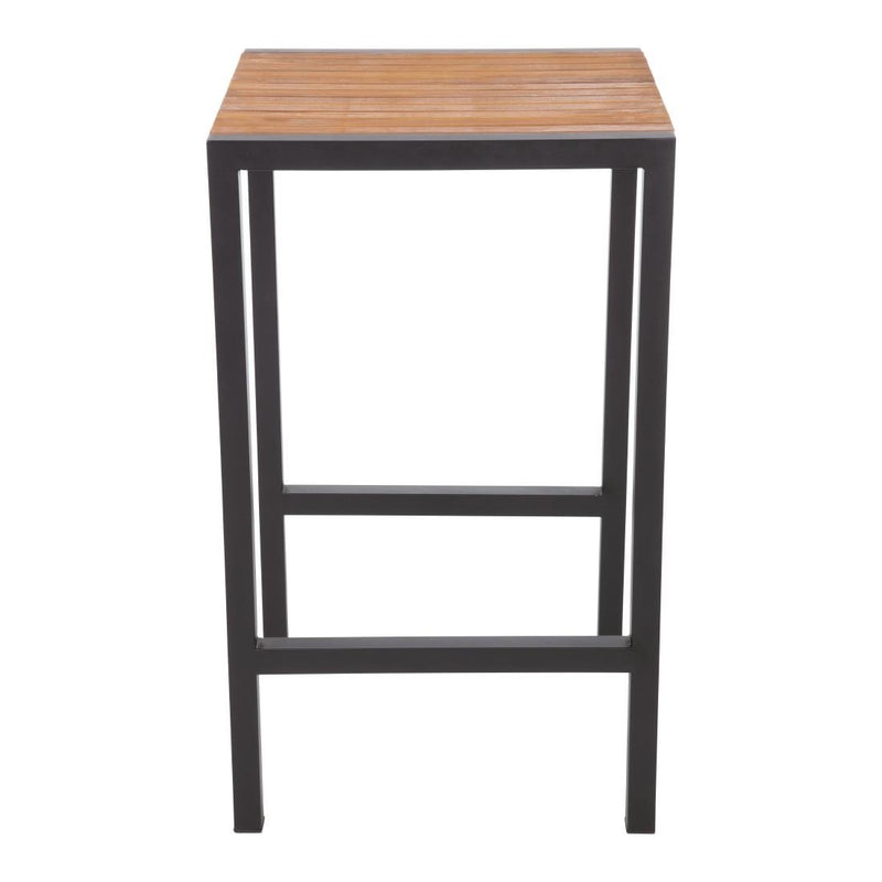 Bolero Square Steel and Acacia Bar Table 600mm DS155