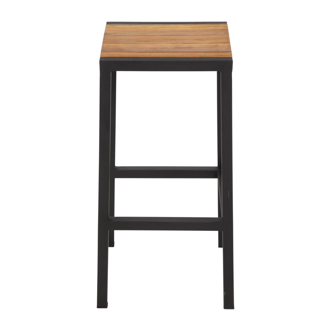 Bolero Black Steel & Acacia Wood Bar Stools (Pack of 2) DS156