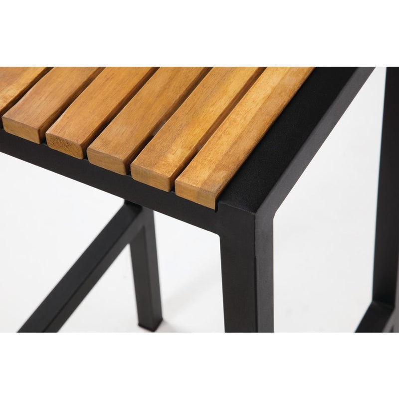 Bolero Black Steel & Acacia Wood Bar Stools (Pack of 2) DS156