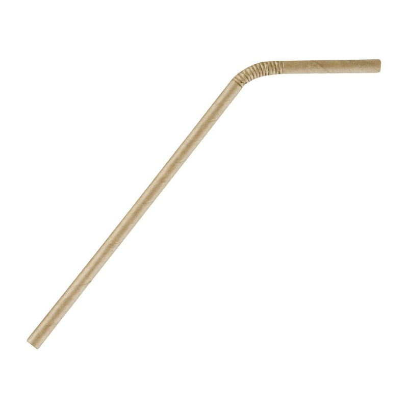 Fiesta Compostable Bendy Paper Straws Kraft (Pack of 250) FB141