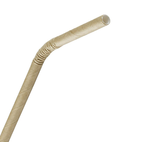 Fiesta Compostable Bendy Paper Straws Kraft (Pack of 250) FB141