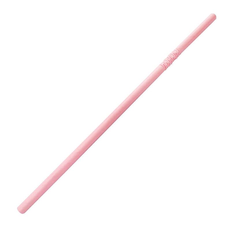 Fiesta Compostable Bendy Paper Straws Pink (Pack of 250) FB144