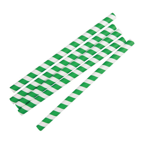 Fiesta Compostable Paper Smoothie Straws Green Stripes (Pack of 250) FB148