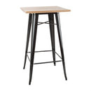 Bolero Bistro Metal Square Bar Table Black with Wooden Top 600mm FB595