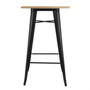 Bolero Bistro Metal Square Bar Table Black with Wooden Top 600mm FB595