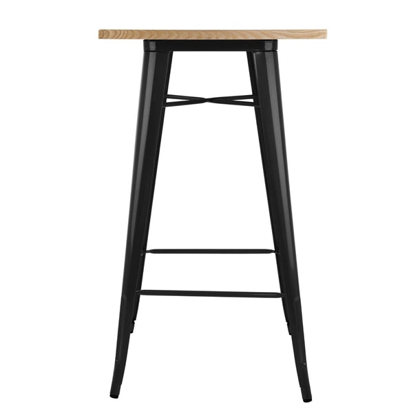 Bolero Bistro Metal Square Bar Table Black with Wooden Top 600mm FB595
