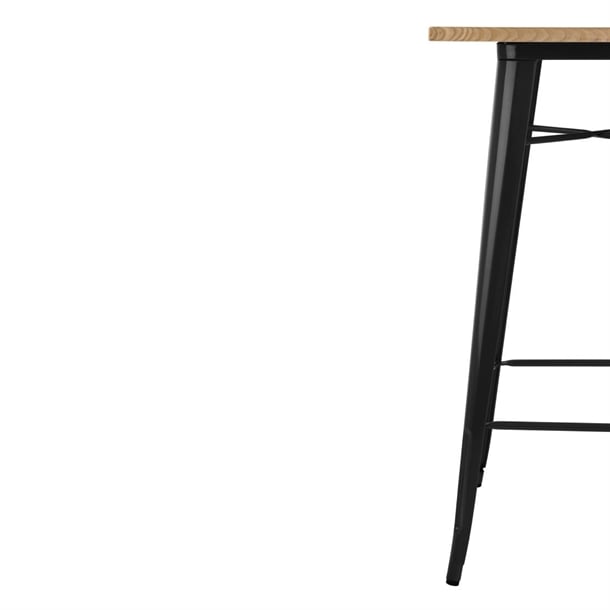 Bolero Bistro Metal Square Bar Table Black with Wooden Top 600mm FB595