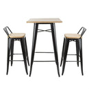 Bolero Bistro Metal Square Bar Table Black with Wooden Top 600mm FB595