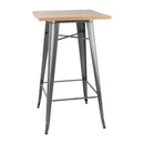 Bolero Bistro Metal Square Bar Table Gun Metal Grey with Wooden Top 600mm FB596