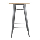 Bolero Bistro Metal Square Bar Table Gun Metal Grey with Wooden Top 600mm FB596