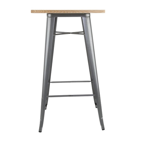 FB596 Bolero Bistro Metal Square Bar Table Gun Metal Grey with Wooden Top 600mm FB596