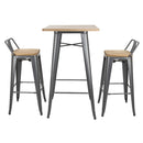 Bolero Bistro Metal Square Bar Table Gun Metal Grey with Wooden Top 600mm FB596