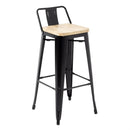Bolero Bistro Metal High Bar Stool with Wooden Seat Pad and Back Rest Black (Pack of 4) FB623