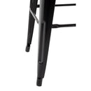 Bolero Bistro Metal High Bar Stool with Wooden Seat Pad and Back Rest Black (Pack of 4) FB623