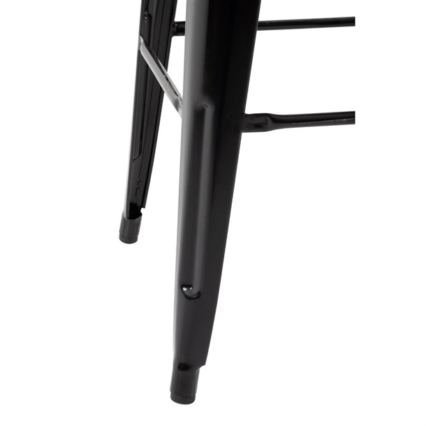 Bolero Bistro Metal High Bar Stool with Wooden Seat Pad and Back Rest Black (Pack of 4) FB623